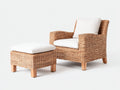 Sillones de ratán con reposapiés 86x82x78 cm - marrón natural-blanco - diseño tejido para terraza y jardín