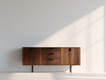 Mueble recibidor de madera procesada efecto nogal 160x40x78 cm - Marrón-Negro - 4 puertas y 3 cajones