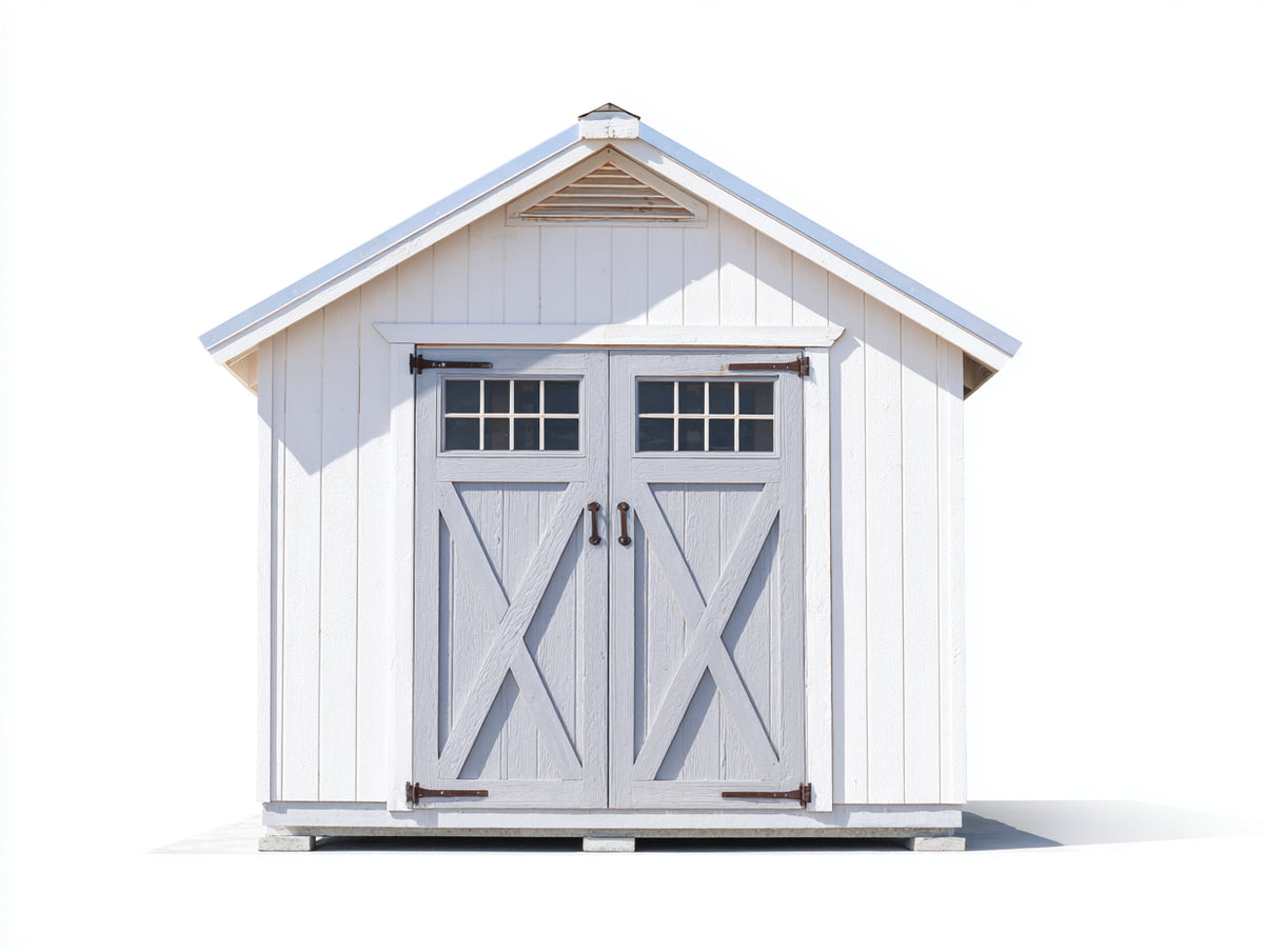 Casetas de jardín de madera 200x180x220 cm - Blanco-Gris claro - doble puerta con ventanas