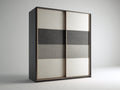 Armarios de madera manufacturada 160x60x210 cm negro con 2 puertas correderas y paneles decorativos para dormitorio estilo moderno