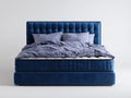 Camas dobles tapizadas 215x180x120 cm - azul - cabecero acolchado con diseño capitoné para dormitorio