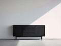 Mueble recibidor de madera de ingeniería negro 150x40x78 cm con 2 puertas y 3 cajones estilo moderno
