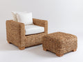Sillones de ratán natural 90x85x80 cm - natural y blanco - con reposapiés