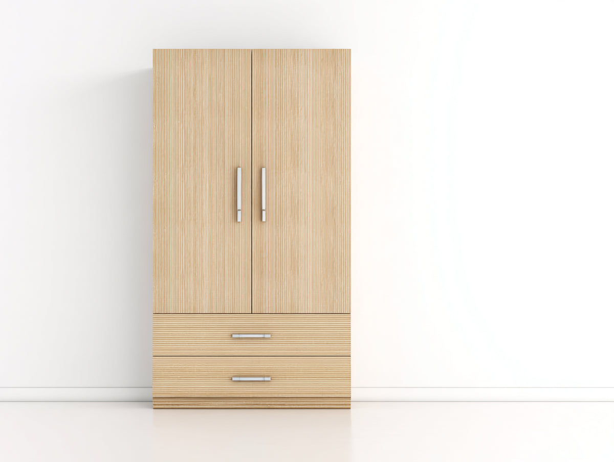 Armarios de madera efecto roble 100x50x200 cm - Roble claro - 2 puertas y 2 cajones