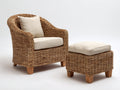 Sillones de ratán natural 82x78x88 cm - Natural-Beige - con reposapiés a juego