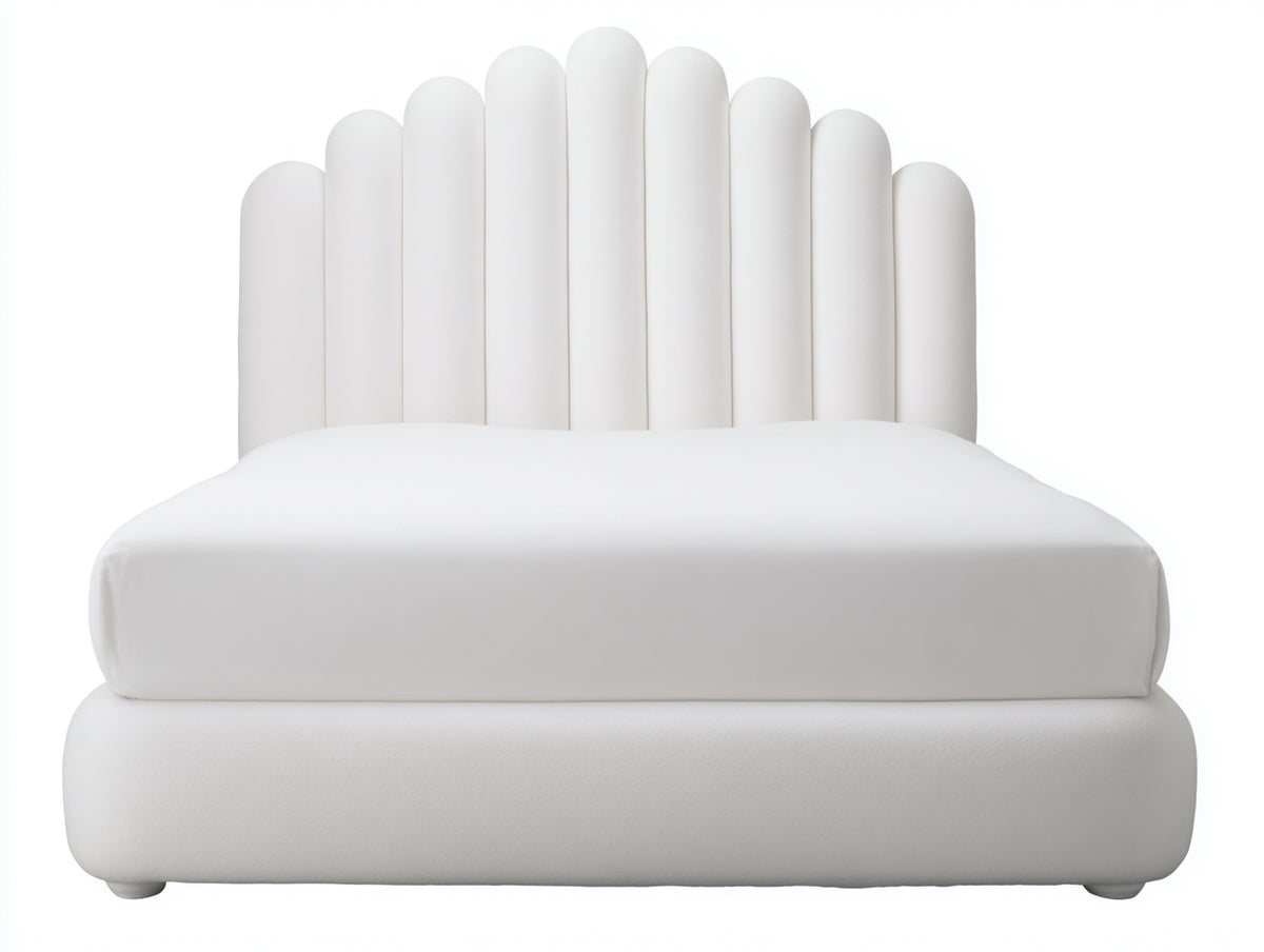 Camas dobles tapizadas 218x190x120 cm - blanco - cabecero ondulado para dormitorio