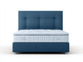 Camas dobles tapizadas de tela 200x160x105 cm - azul y blanco - con colchón para dormitorio