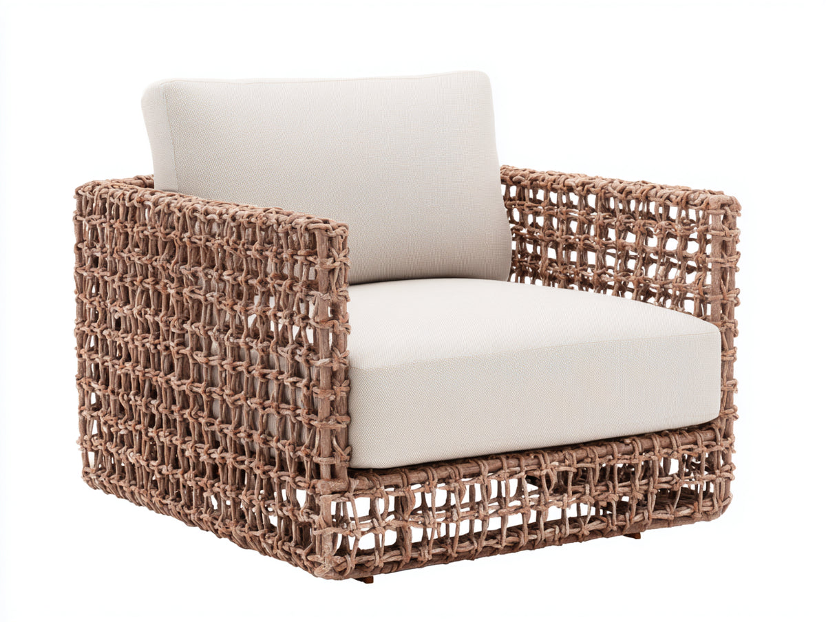 Sillones de ratán tejido 92x85x76 cm - marrón natural-beige - diseño abierto para terraza y jardín