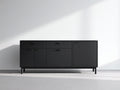 Mueble recibidor de madera con 4 puertas y 2 cajones 180x40x82 cm - negro - diseño moderno para entrada