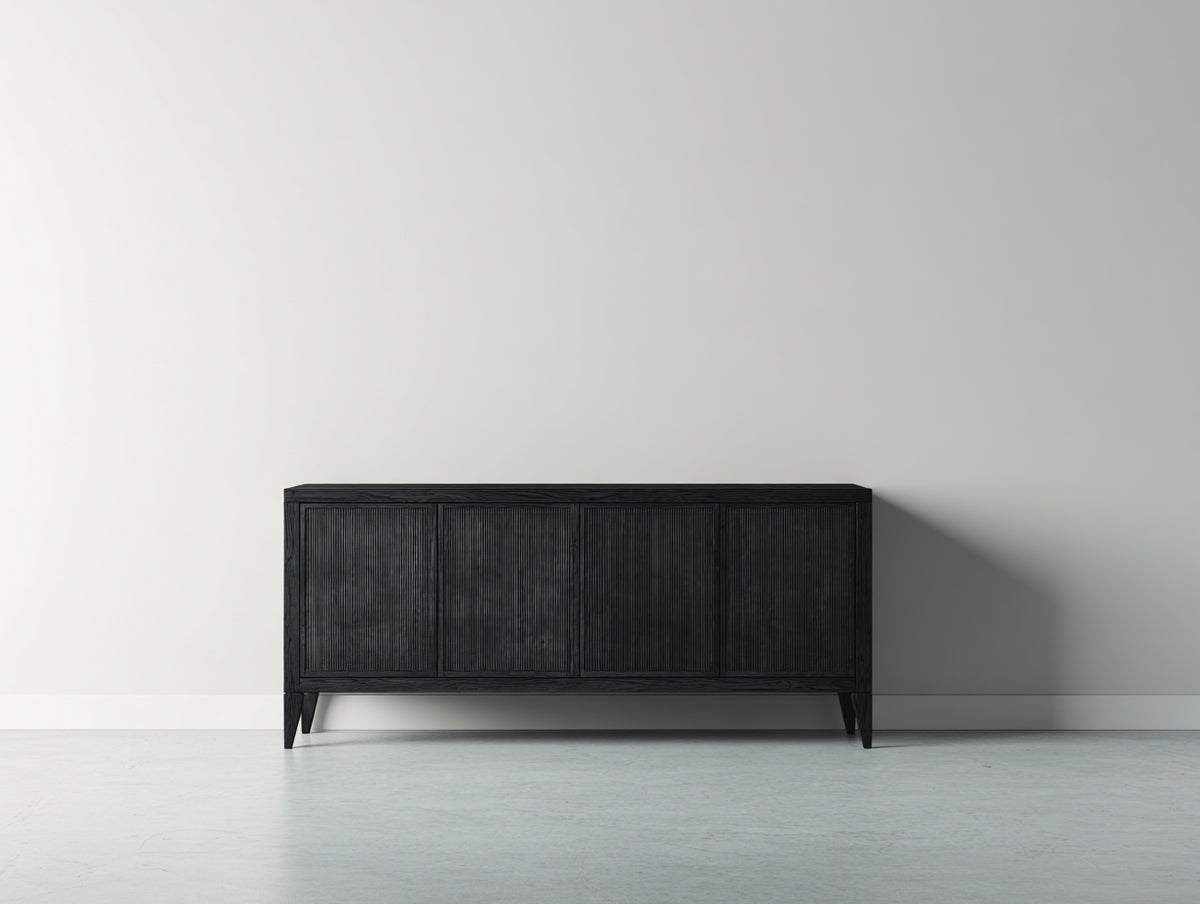 Mueble recibidor efecto madera 180x40x75 cm - negro - 4 puertas