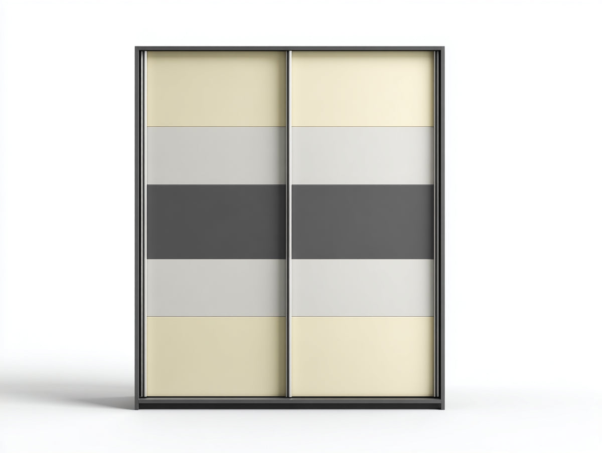 Armarios de madera 180x60x210 cm - multicolor y negro - 2 puertas correderas para dormitorio