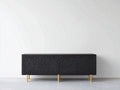 Mueble recibidor de madera procesada 160x40x75 cm - Negro-Dorado - frontal con relieve