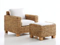 Sillones de ratán sintético trenzado marrón natural 90x86x90 cm para jardín y terraza con reposapiés acolchado estilo clásico