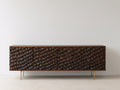 Mueble recibidor efecto madera 200x42x78 cm - marrón oscuro y dorado - 4 puertas