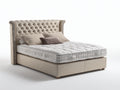 Camas dobles tapizadas 220x190x130 cm - beige - cabecero capitoné alto con diseño clásico para dormitorio