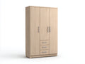 Armarios efecto madera 120x50x180 cm - roble claro - 3 puertas y 3 cajones