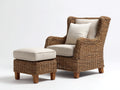 Sillones de ratán con reposapiés 100x90x110 cm - natural y beige - respaldo alto para salón