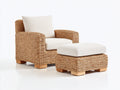 Sillones de ratán natural 88x82x82 cm - Natural-Beige - con reposapiés a juego