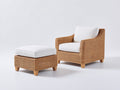 Sillones de ratán con reposapiés 90x84x78 cm - marrón natural-blanco - diseño tejido para terraza y jardín