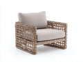 Sillones de ratán sintético trenzado marrón natural 88x84x76 cm para jardín y terraza con asiento acolchado estilo contemporáneo