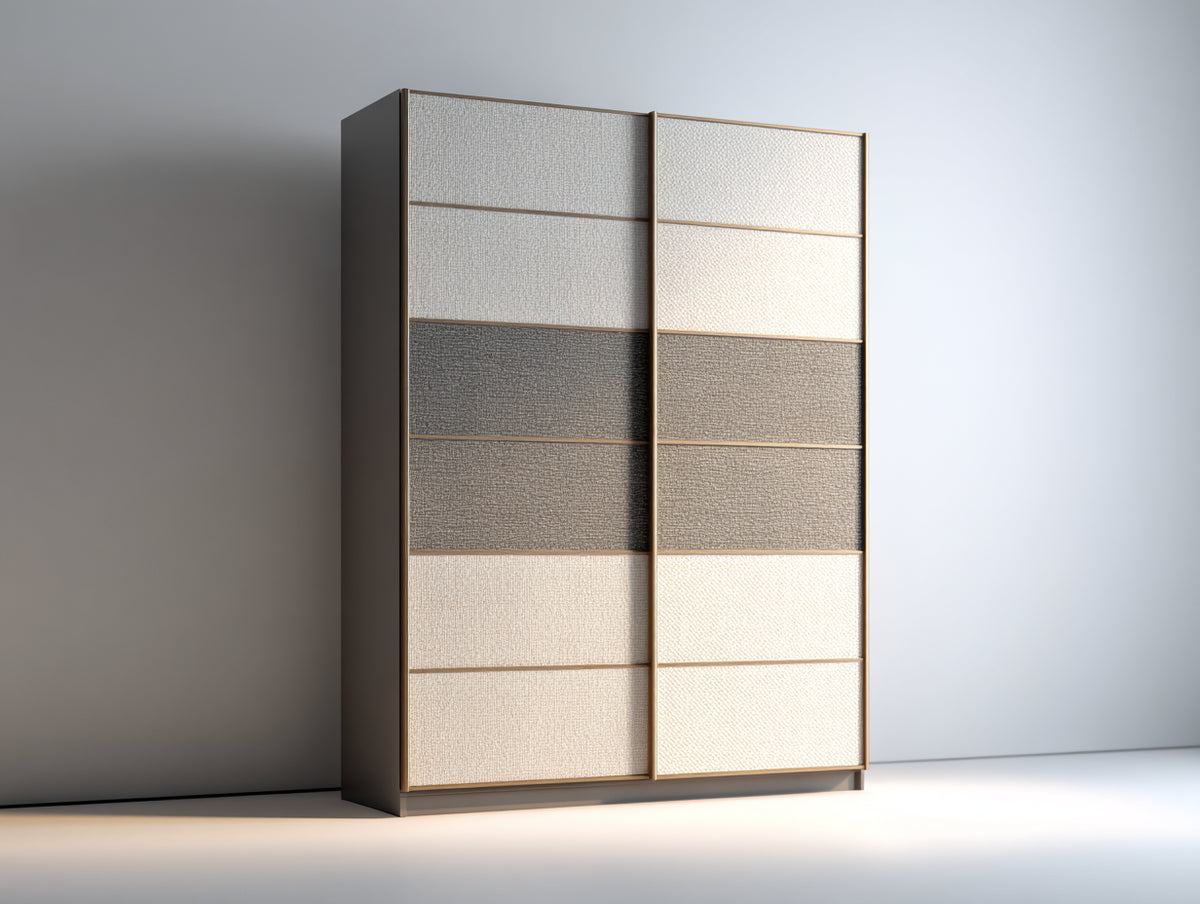 Armarios de madera 200x60x210 cm - multicolor y negro - 2 puertas correderas para dormitorio