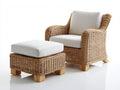 Sillones de ratán natural 88x86x84 cm - natural blanco y madera natural - con reposapiés