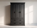 Armarios de madera con 3 puertas y 2 cajones 150x55x210 cm - negro - diseño clásico para dormitorio