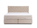 Camas dobles tapizadas de tela 210x180x118 cm - beige y blanco - con colchón para dormitorio