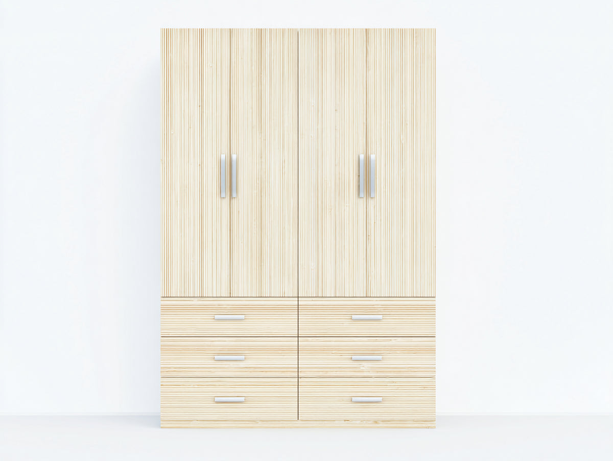 Armarios efecto madera 160x55x200 cm - pino claro - 4 puertas y 6 cajones